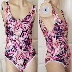 Mishka Tie Dye Leafy Tropical Bodysuit Purple Black Size M